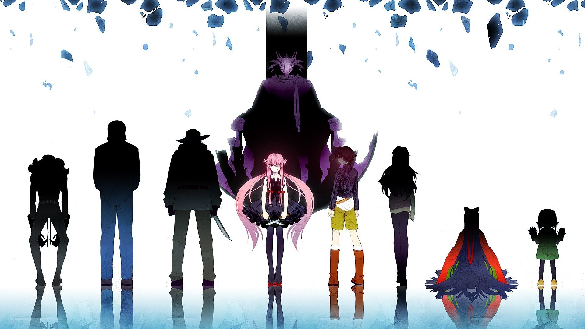 anime characters facing a dark figure
