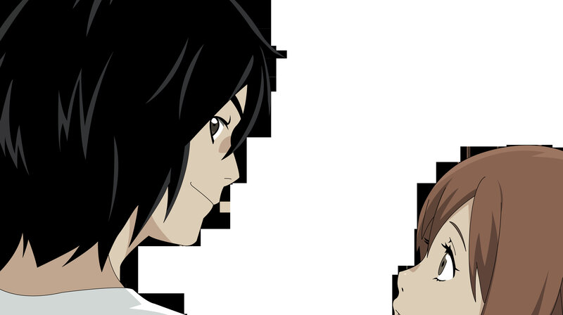 anime characters facing each other