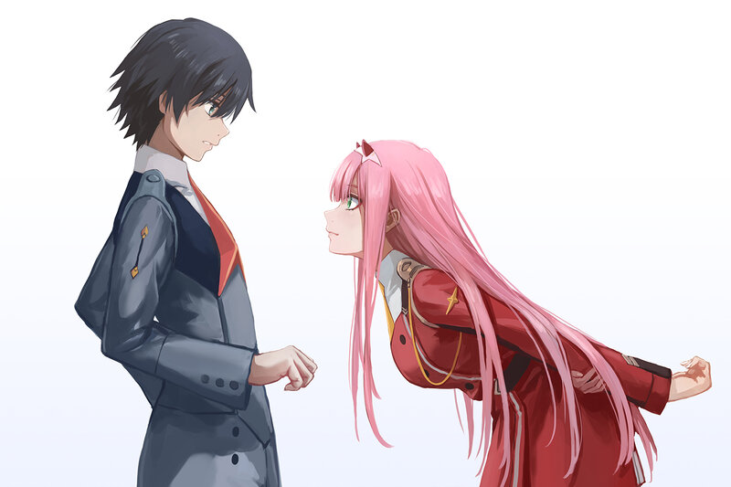 Anime Characters Facing Each Other — Pink