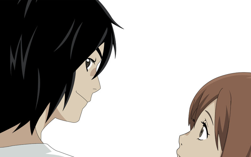anime characters facing each other