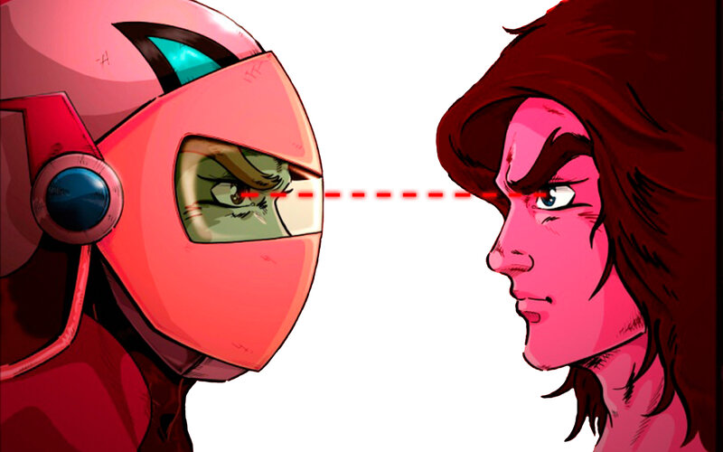 anime characters facing off