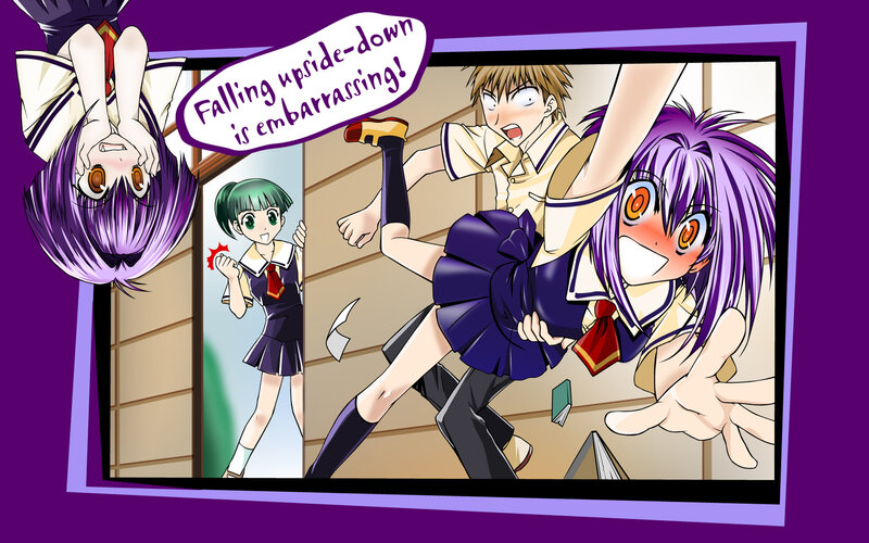 Anime characters falling upside down