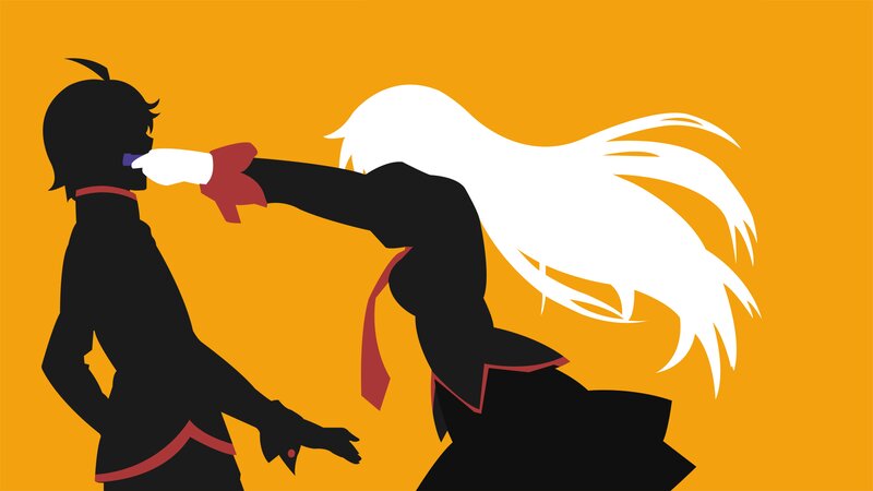 Anime Characters Fighting — Orange, Dramatic, Vector Art