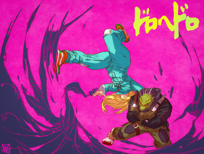 Anime Characters Fighting — Pink, Dramatic