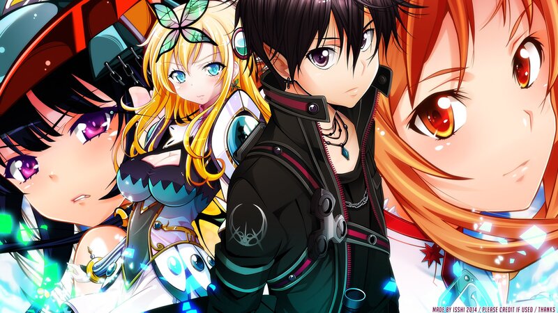 Anime Characters Group — Black, Dramatic, Fantasy Armor