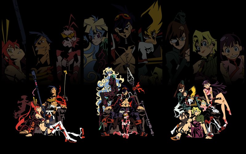 Anime Characters Group — Black, Dramatic, Night, Weapons