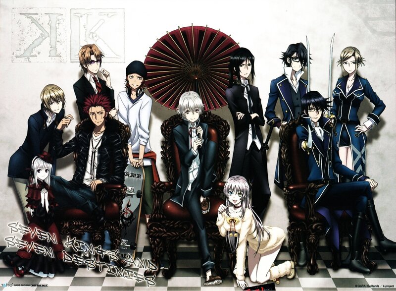 Anime Characters Group — Black, Dramatic, Umbrella