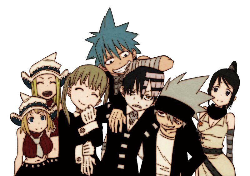 Anime Characters Group — Black, Playful
