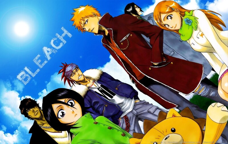 Anime Characters Group — Blue, Bright, Energetic