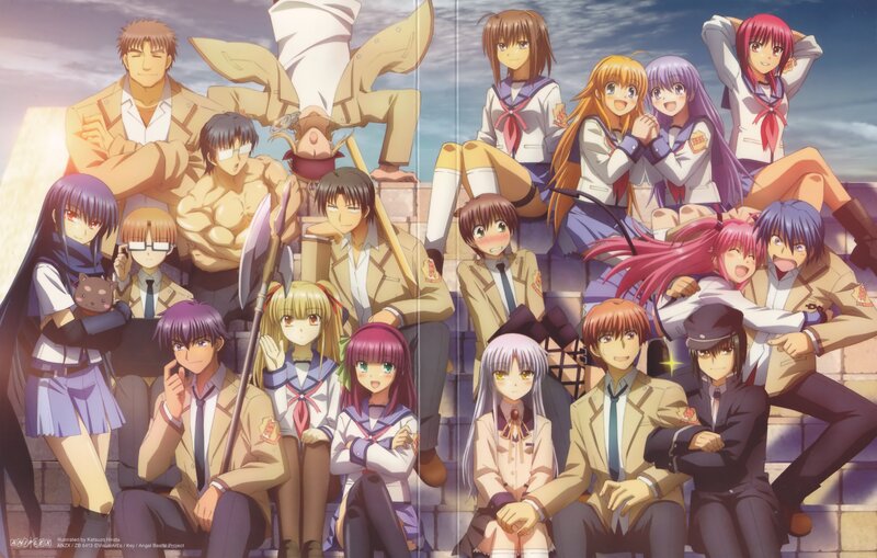 Anime Characters Group — Blue, Cheerful, Afternoon, School Uniforms