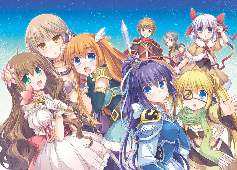 Anime Characters Group — Blue, Cheerful, Night