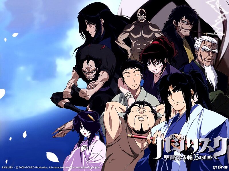 Anime Characters Group — Blue, Dramatic, Samurai