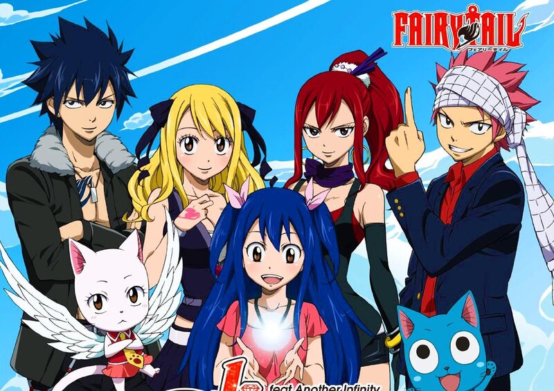 Anime Characters Group — Blue, Energetic, Cat