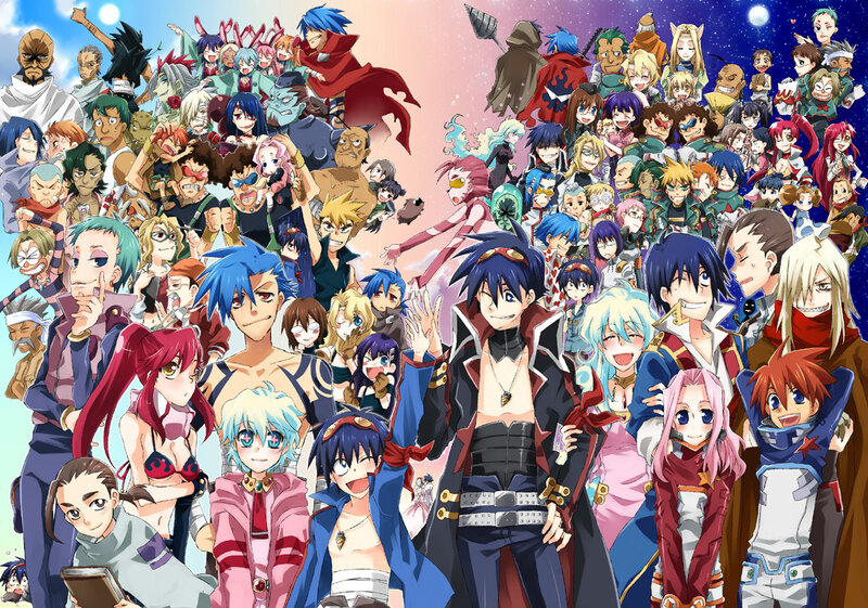 Anime Characters Group — Blue, Energetic