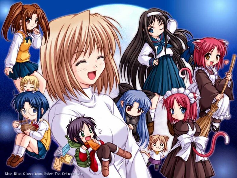 Anime Characters Group — Blue, Playful