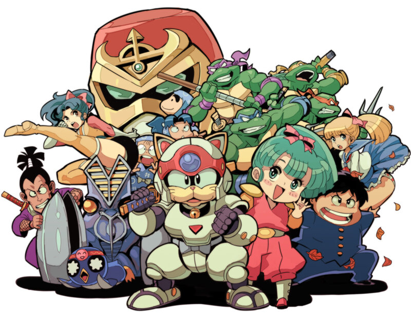 Anime Characters Group — Green, Playful