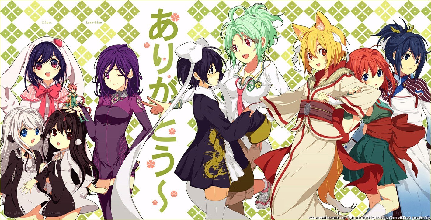 anime characters group illustration