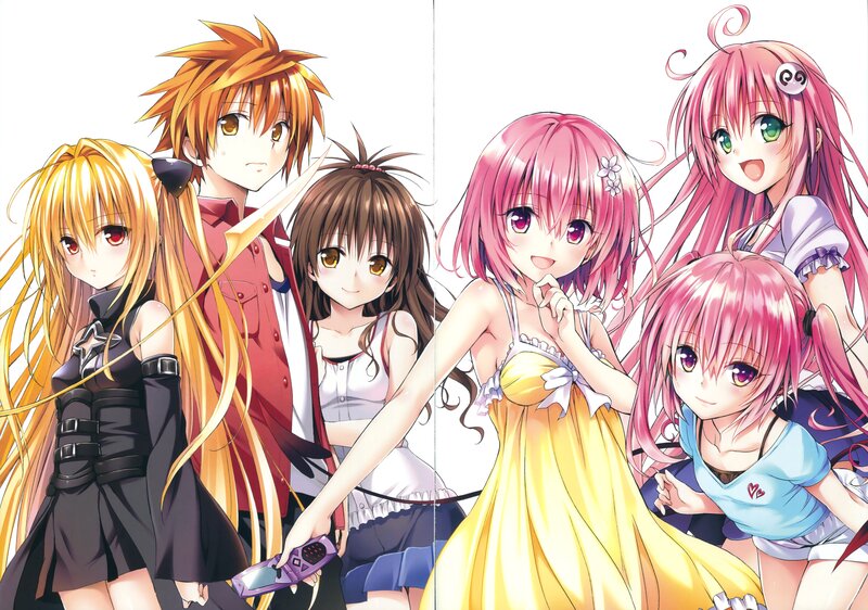 Anime Characters Group — Pink, Cheerful, Manga