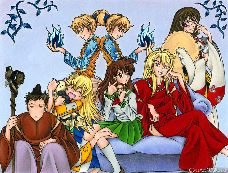 anime characters group portrait
