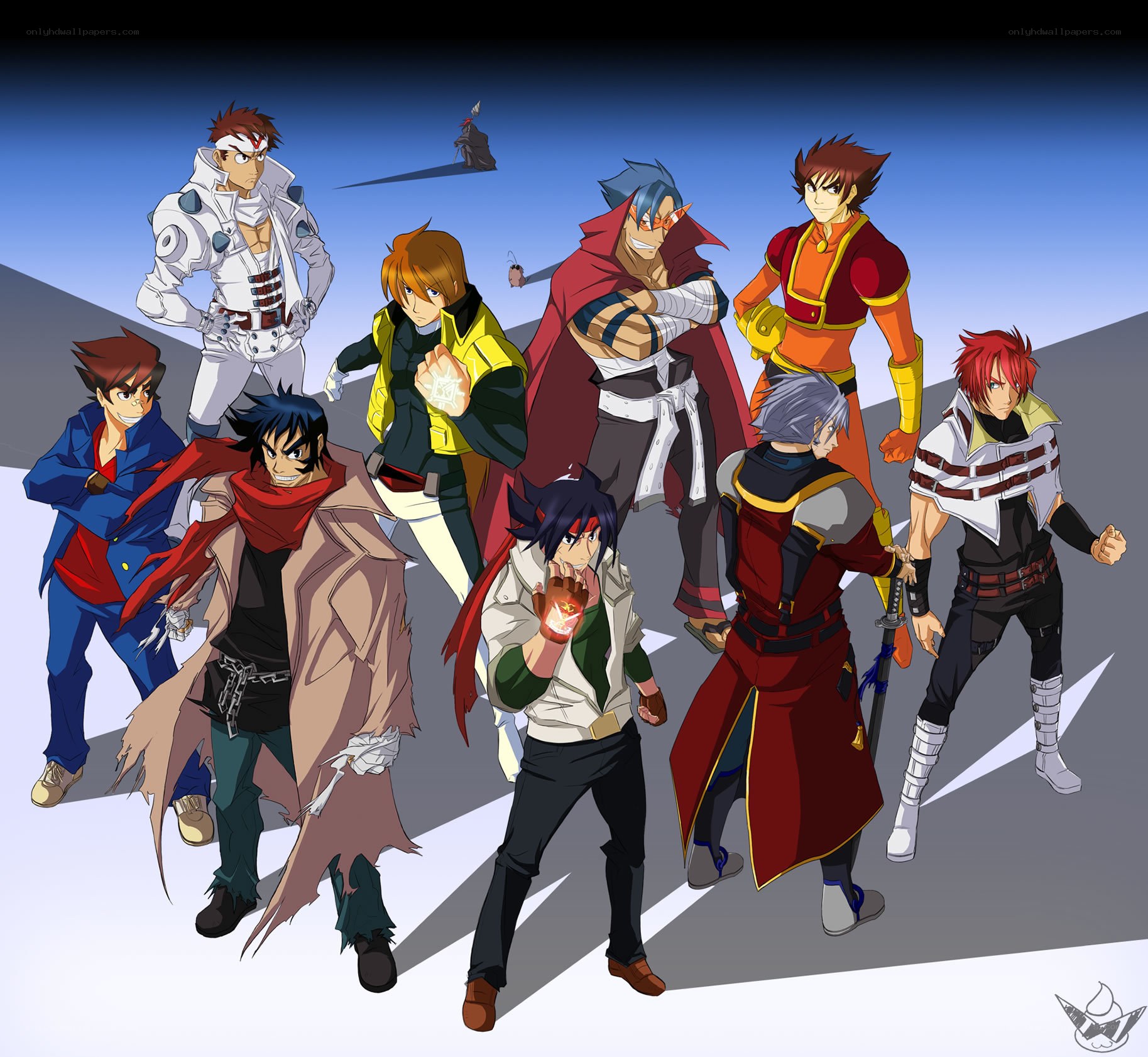 anime characters group portrait