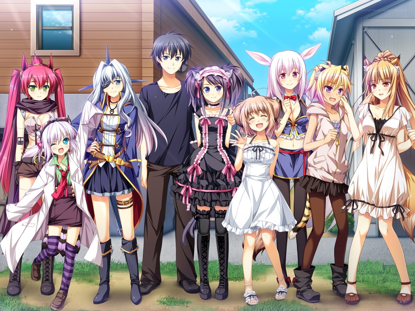 anime characters group portrait