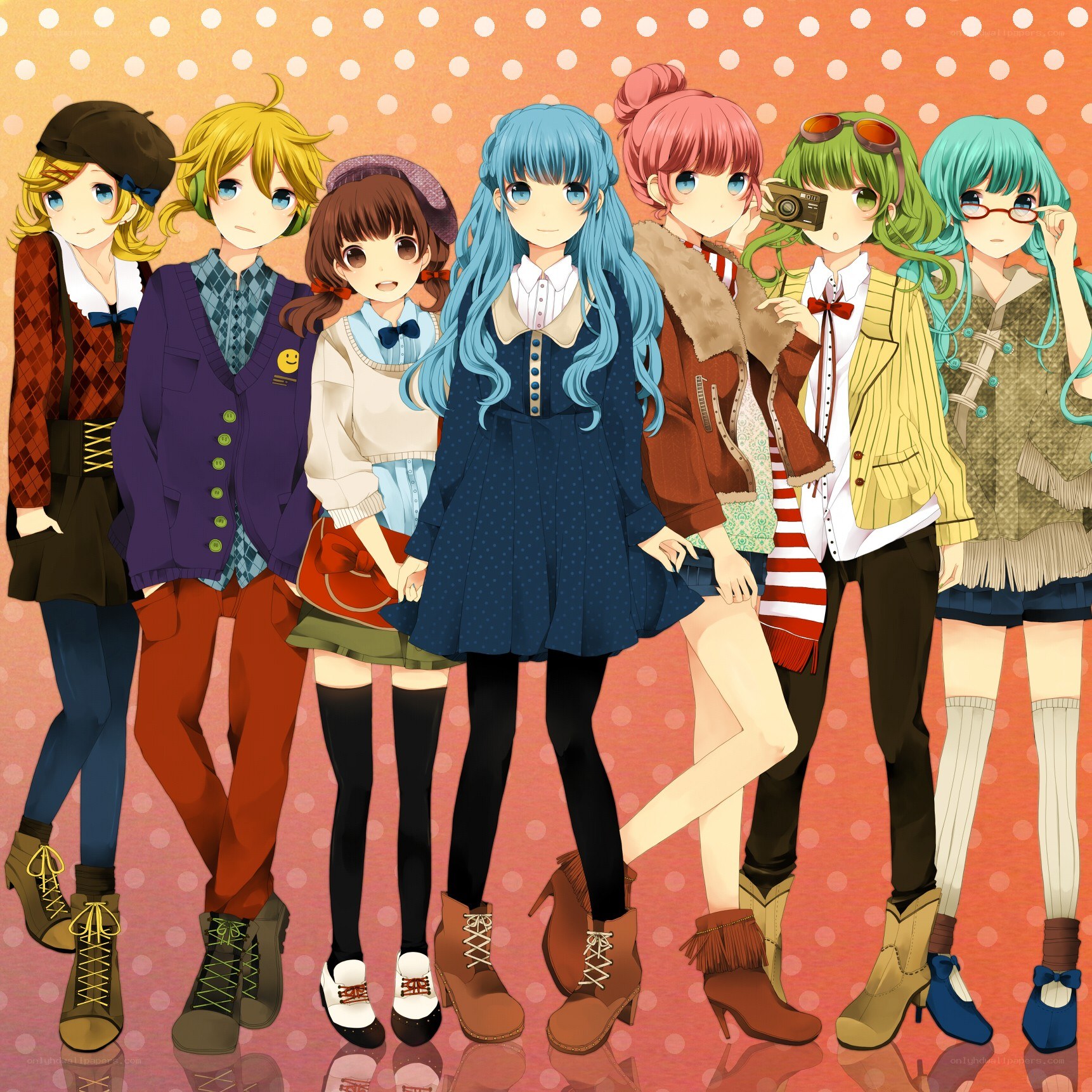 anime characters group portrait