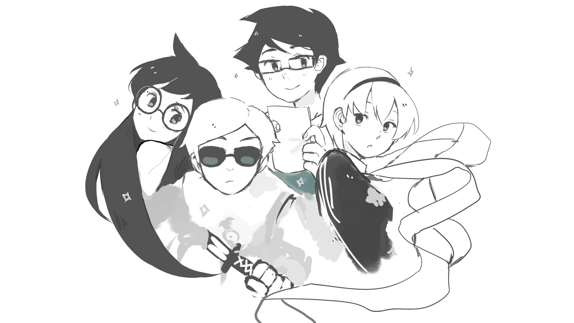 anime characters group portrait