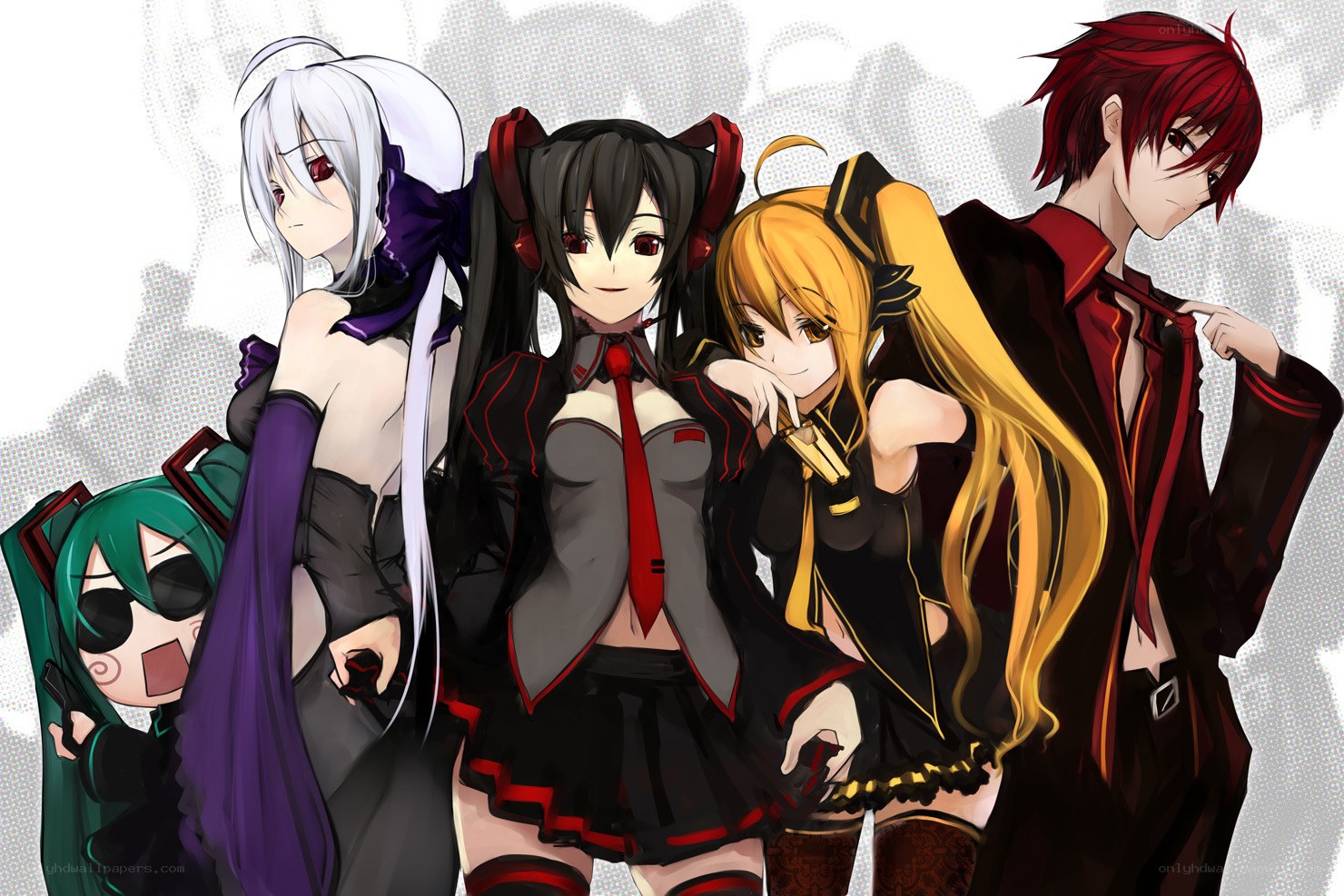 anime characters group portrait