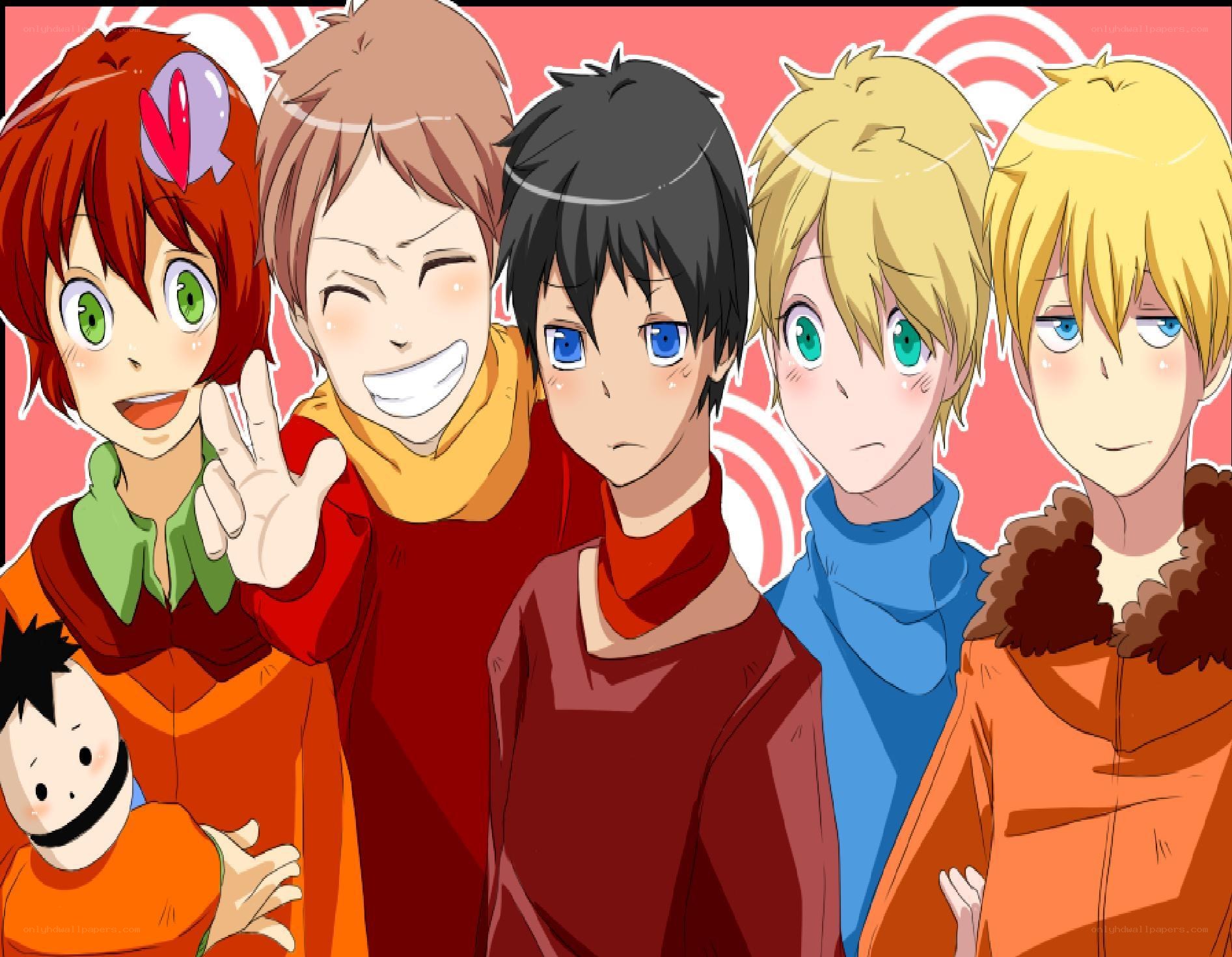 anime characters group portrait