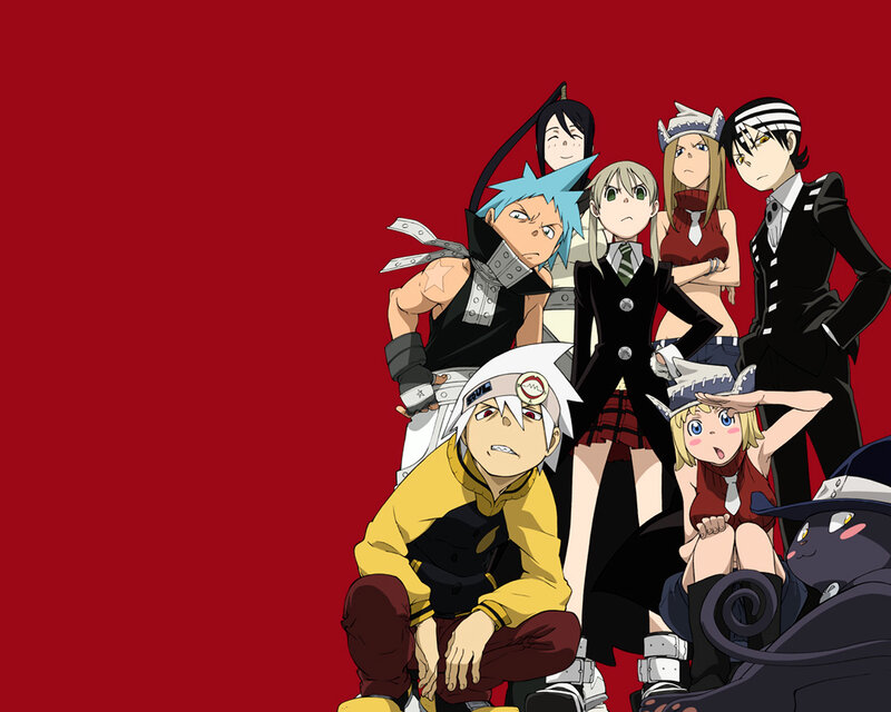 Anime Characters Group — Red, Dramatic