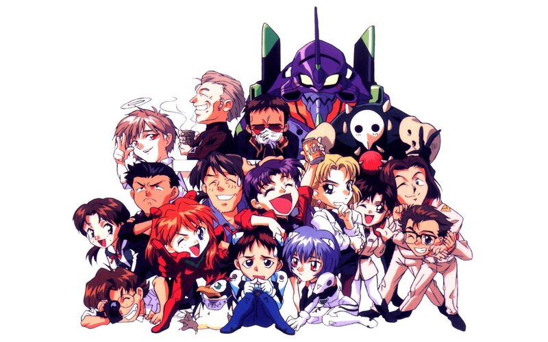Anime Characters Group — Red, Playful, Mecha