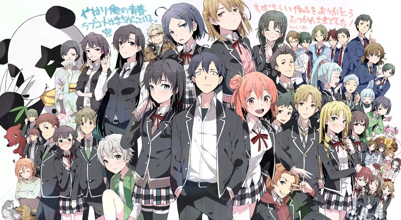 Anime Characters Group — White, Cheerful, School Uniforms
