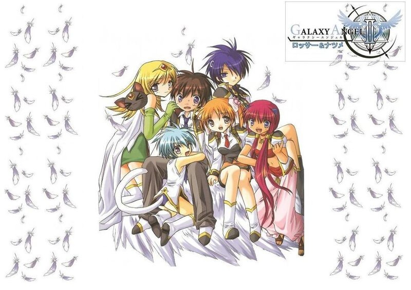 Anime Characters Group — White, Playful, Feathers
