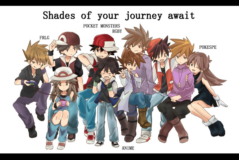 Anime Characters Group — White, Playful, Text