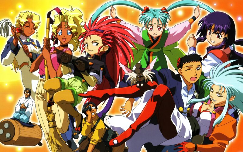Anime Characters Group — Yellow, Energetic, Broomstick