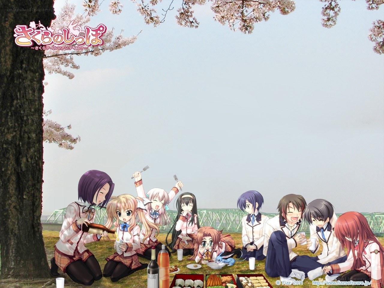 Anime characters having a picnic