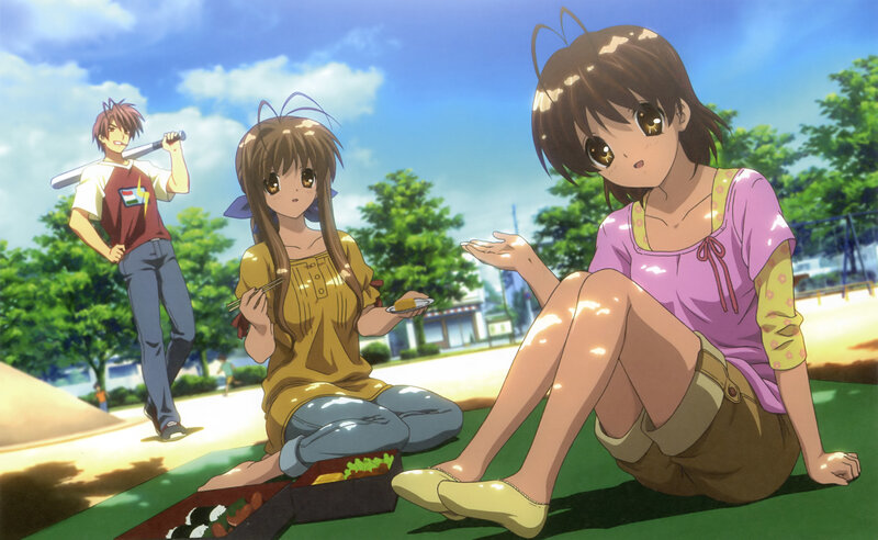 Anime characters having picnic