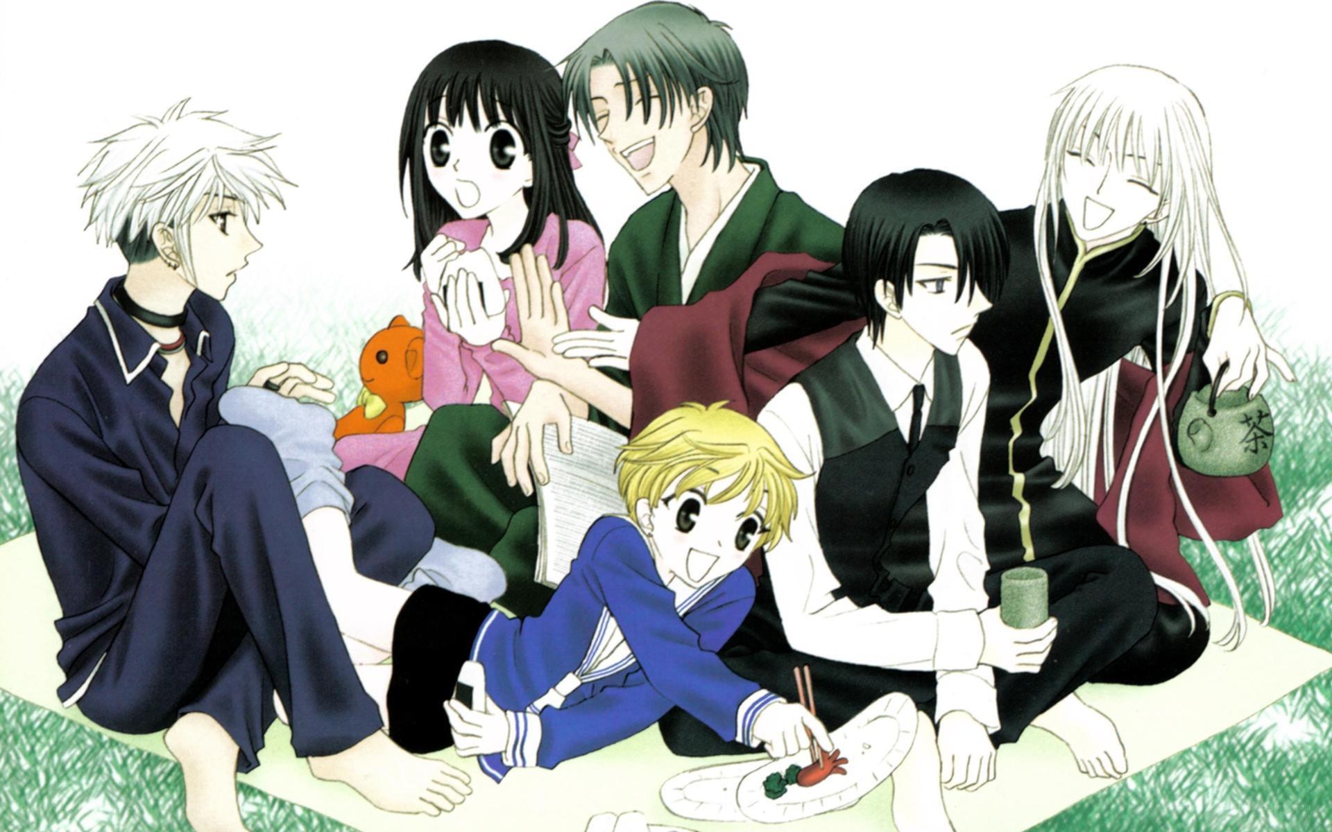 anime characters having picnic