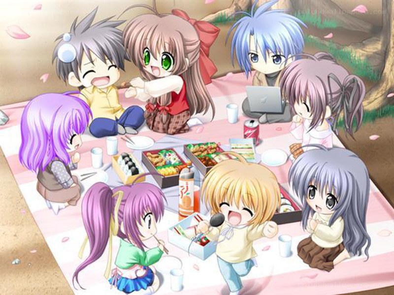anime characters having picnic