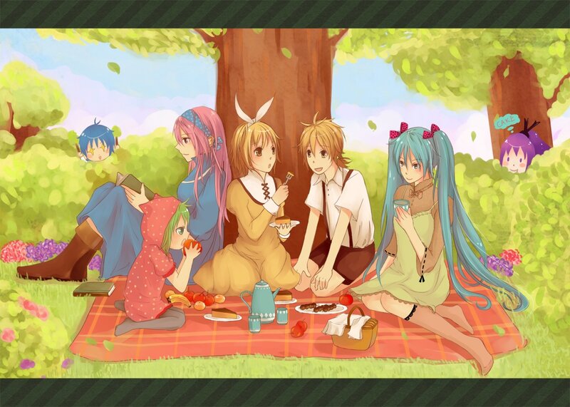 Anime Characters Having Picnic — Green, Peaceful, Afternoon