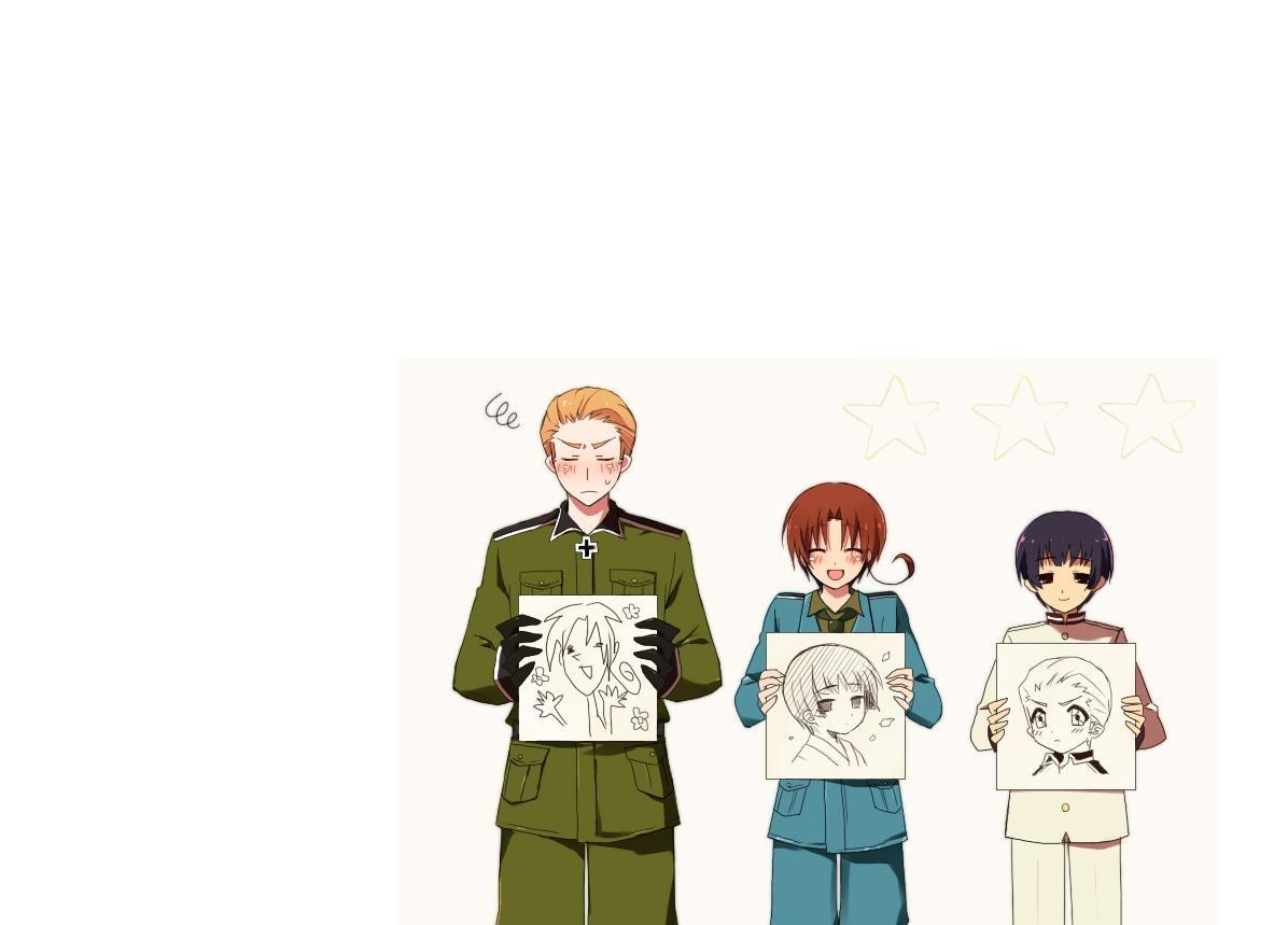 anime characters holding drawings