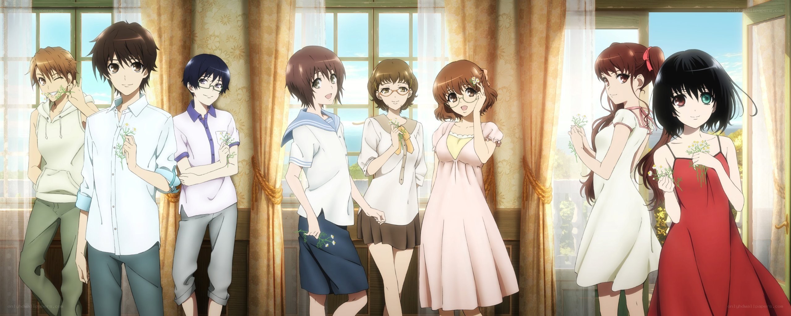 anime characters holding flowers