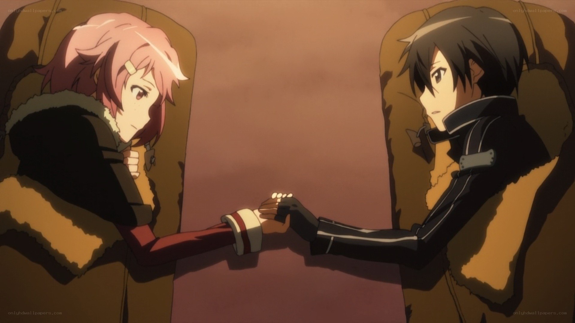 anime characters holding hands