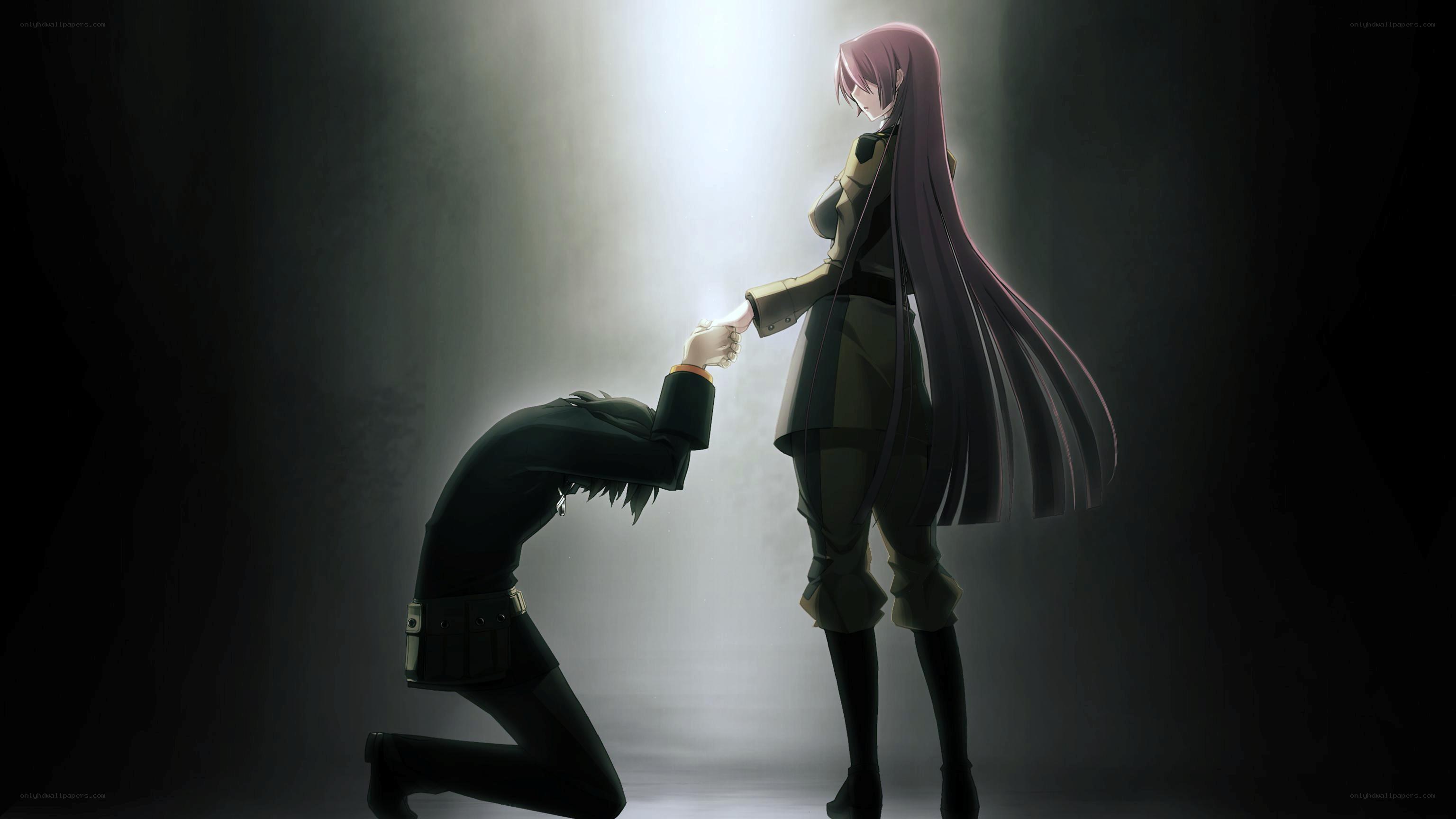 anime characters holding hands