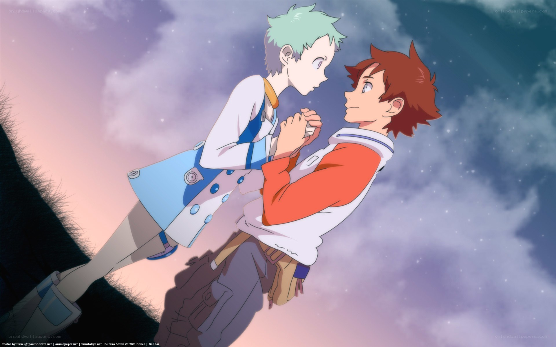anime characters holding hands