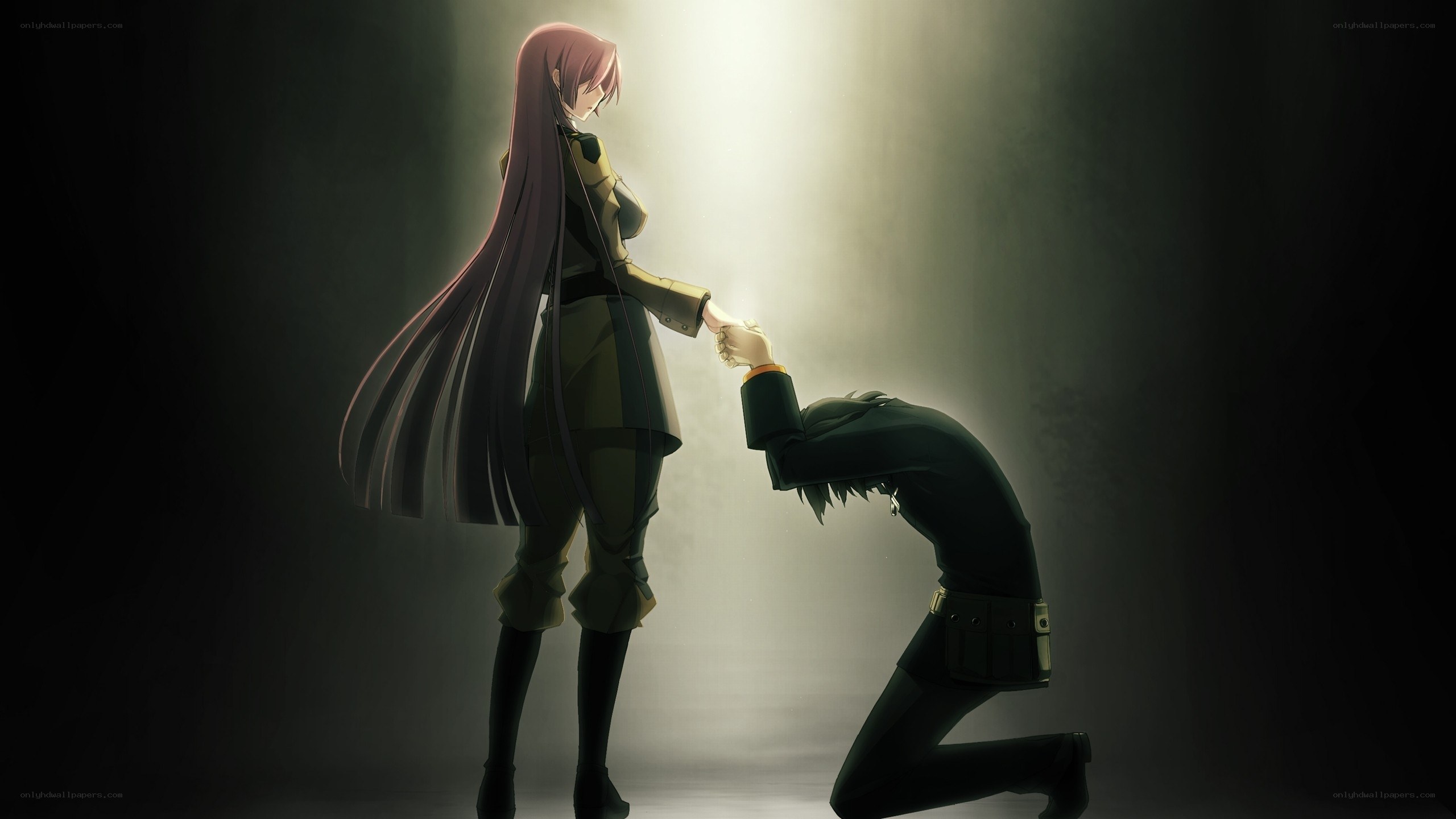 anime characters holding hands