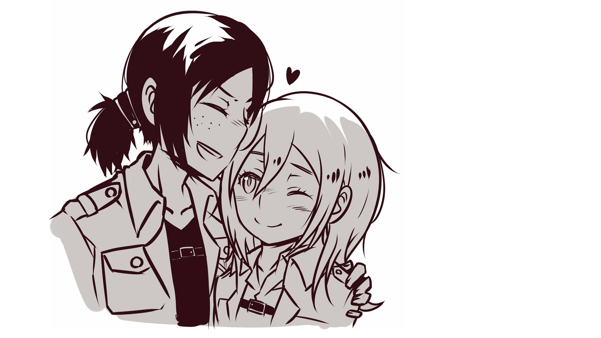 anime characters hugging