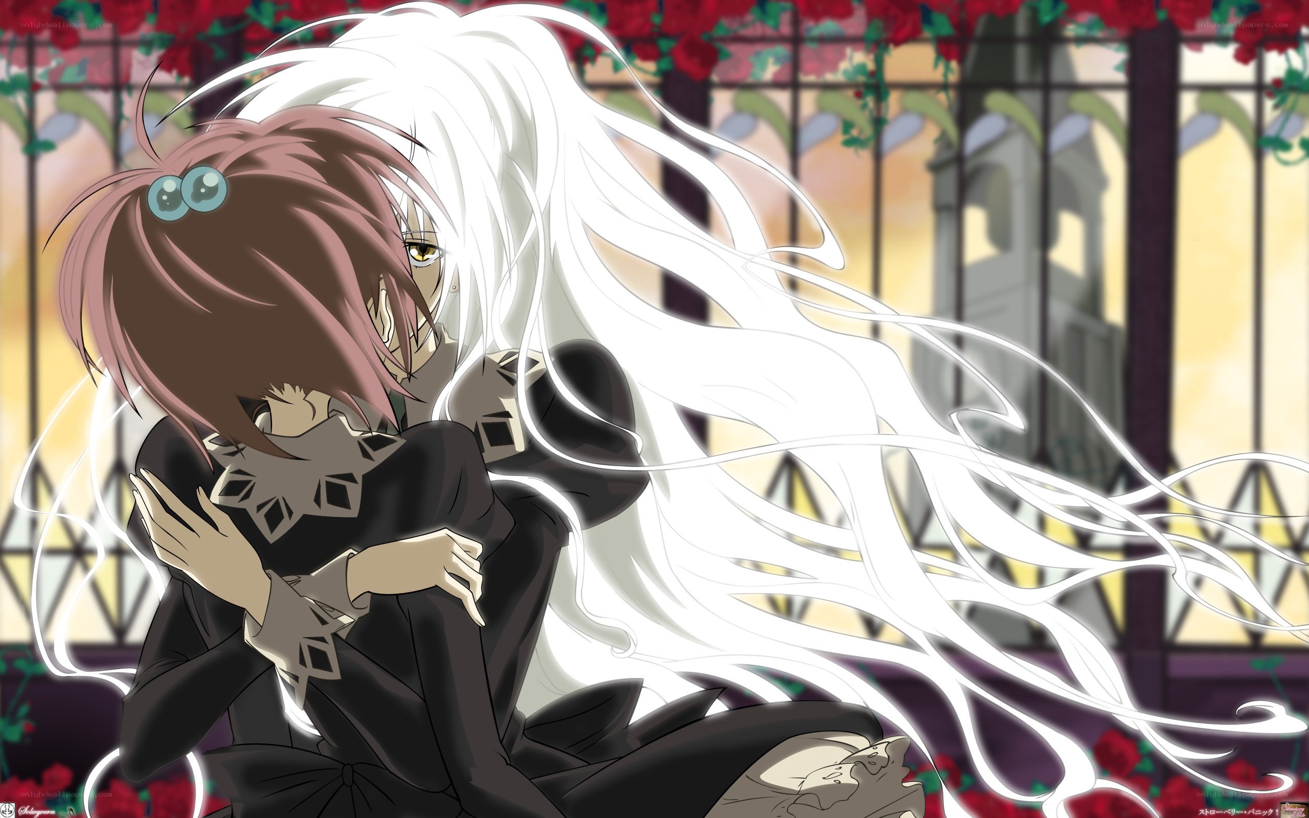 anime characters hugging