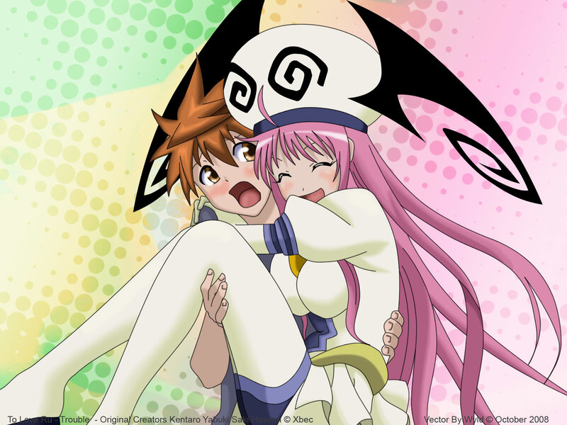 Anime characters hugging