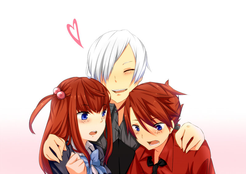 anime characters hugging